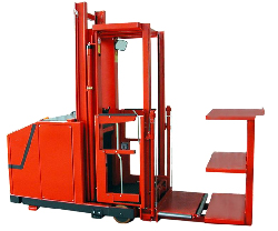 Order picker with aux mast and shelves for die handling